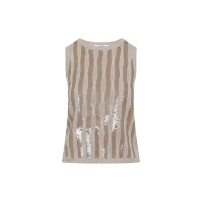 Max Mara Beige Sleeveless Linen Top