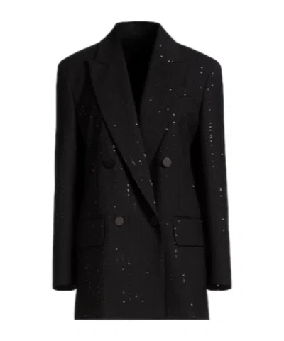 Max Mara Sequin Doublebreasted Blazer In Black