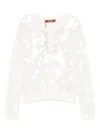 Max Mara Sequin-embellished Cardigan In White
