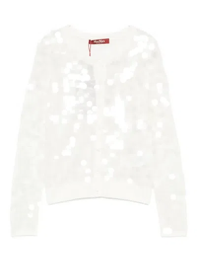 Max Mara Sequin-embellished Cardigan In White