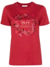 Max Mara Cotton T-shirt With Frontal Monogram In Red