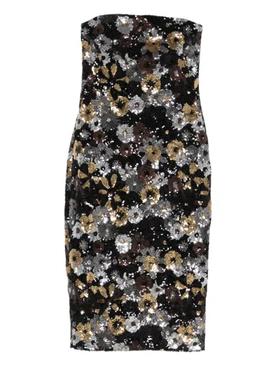 Max Mara Sequin-embellished Floral-print Midi Dress In Black