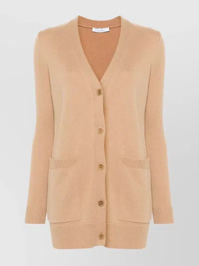 Max Mara Sequin Embellished Wool Cashmere Cardigan In Beige