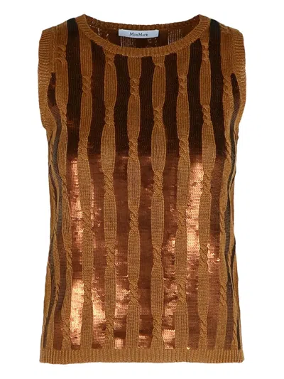 MAX MARA SEQUIN-EMBELLISHMENT CABLE-KNIT TOP