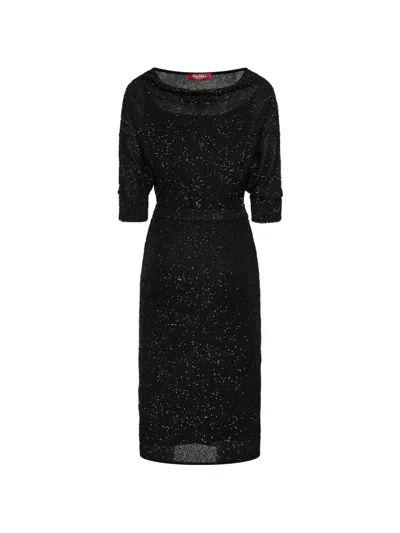 Max Mara Sequin-embellishment Midi Dress In Black