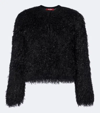 Max Mara Sequined Cardigan In Black