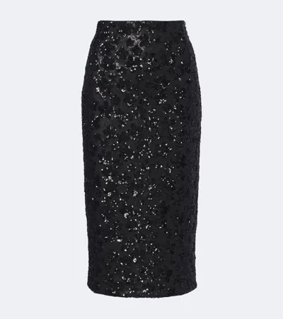 Max Mara Sequined Pencil Skirt In Black