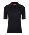 Max Mara Sequined Wool And Silk Polo Shirt In Black