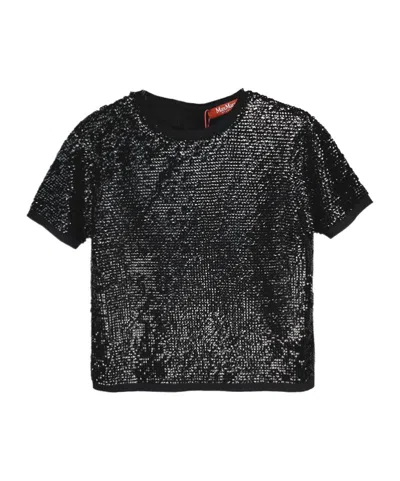 Max Mara Sequined Wool Sweater In Black