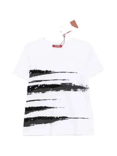 Max Mara Sequin-embellished Graphic-print T-shirt In Multi
