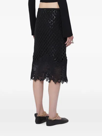 Max Mara Sequin-embellished Open-knit Skirt In Black