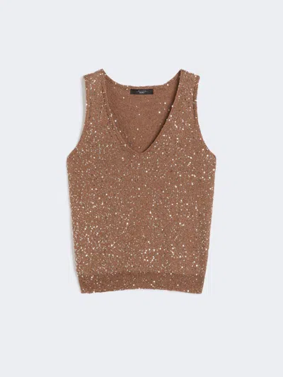 Max Mara Sequinned Knitted Top In Brown