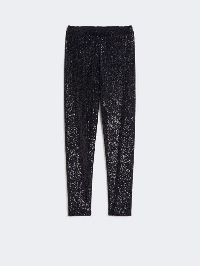 Max Mara Sequinned Leggings In Black