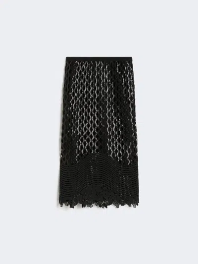 Max Mara Sequinned Mesh Skirt In Black