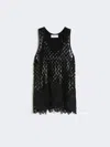 Max Mara Sequinned Mesh Top In Blue