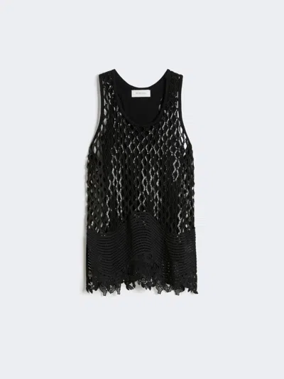 Max Mara Sequinned Mesh Top In Blue