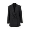 Max Mara Maxmara Appia Double Breasted Blazer In Wool And Sequins In Black