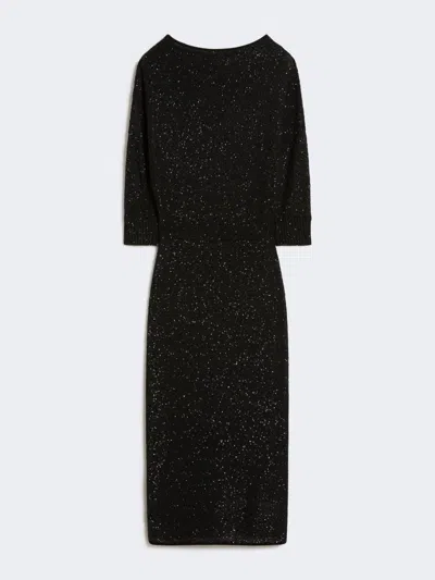 Max Mara Sequinned Viscose Yarn Dress In Black