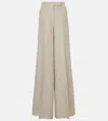 Max Mara Wide-leg High Waist Floor-length Trousers In Beige