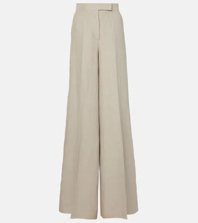 MAX MARA SEQUOIA HIGH-RISE LINEN WIDE-LEG PANTS