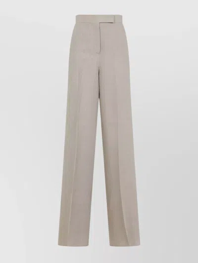 Max Mara Sequoia Linen High-waist Wide Leg Trousers In Neutral