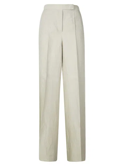 Max Mara Sequoia Linen Trousers In White
