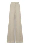 Max Mara Sequoia Linen Wide Leg Trousers In Neutral