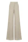 Max Mara Sequoia Linen Wide Leg Trousers In Beige