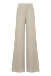 Max Mara Sequoia Linen Wide Leg Trousers In Beige