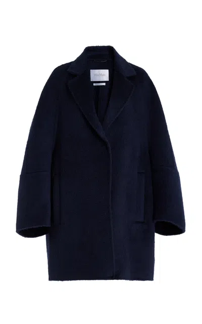 Max Mara Sequoia Oversized Wool-mohair Coat In Navy