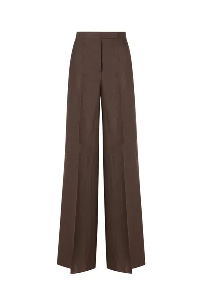 Max Mara Sequoia Linen Trousers In Brown