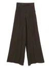 Max Mara Wide-leg Brown Linen Trousers With High Waist Design In Brown