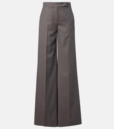 Max Mara Serio Virgin Wool Wide-leg Pants In Gray