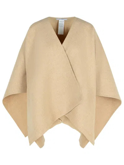 Max Mara Serra Alpaca Sand Blend Shawl In Brown