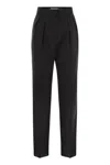 Max Mara Tailored Pinstripe Trousers With High Waist And Pleated Front In Black