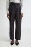Max Mara Sesamo Pinstripe Wool Straight Leg Pants In Black
