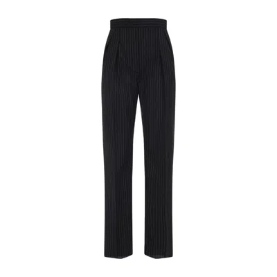 MAX MARA SESAMO PINSTRIPED BLACK VIRGIN WOOL PANTS