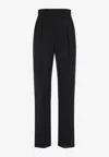 Max Mara Tailored Pinstripe Trousers With High Waist And Pleated Front In Black