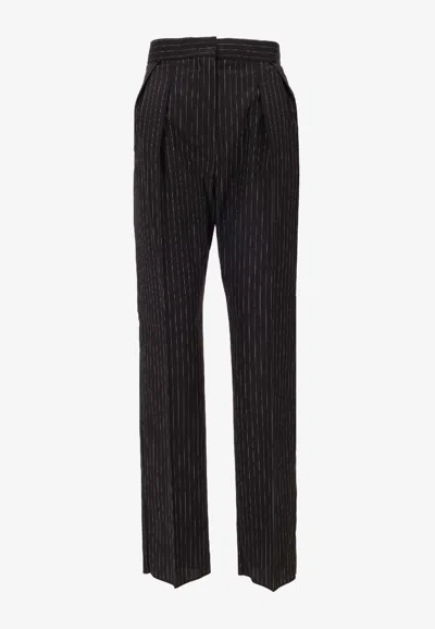 Max Mara Sesamo Striped Tailored Pants In Black