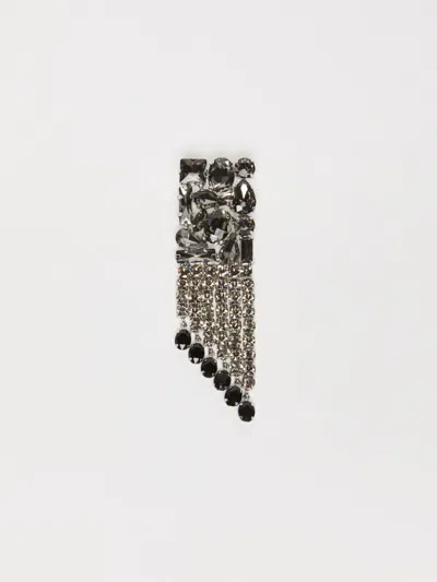 Max Mara Set Of 2 Metal And Rhinestone Brooches In Black