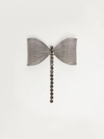 Max Mara Set Of 2 Metal And Rhinestone Brooches In Metallic