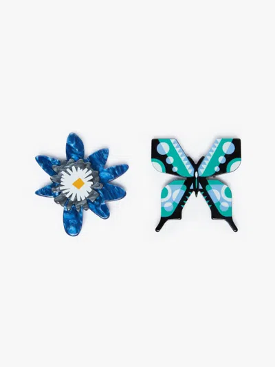 Max Mara Set Of 2 Resin Brooches In Multi