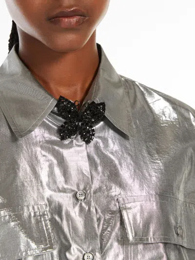 Max Mara Set Of Rhinestone Brooches In Black