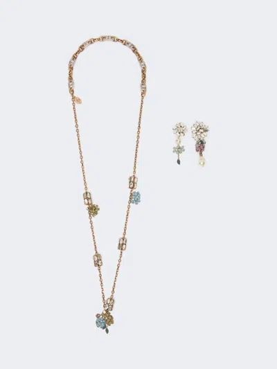 Max Mara Set With Flower And Crystal Details In Gold