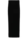 Max Mara Silk Maxi Skirt With Ribbed Texture In Black