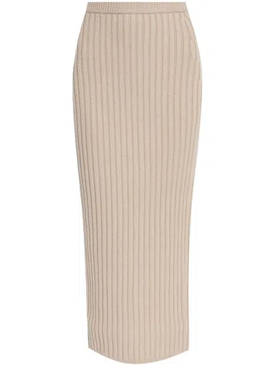 Max Mara Seta Wool And Cashmere Skirt In Beige