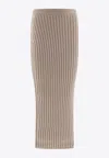 Max Mara Seta Wool And Cashmere Knit Skirt In Beige