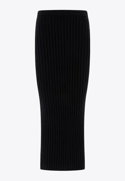 Max Mara Seta Wool And Cashmere Knit Skirt In Black