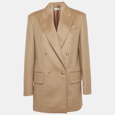 Pre-owned Max Mara Sfilata Beige Camel Felt Double Breasted Blazer M