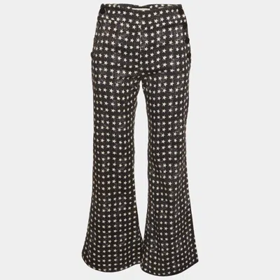 Max Mara Sfilata Black Star Print Denim Wide Leg Pants